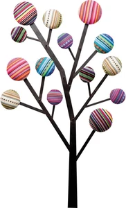 Design Appendiabiti Bubble Tree, Forma Albero, Multicolore, 111X65X7Cm, 6 Ganci  - Foto 1 di 12