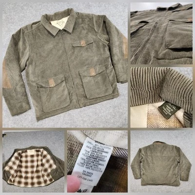 Cabelas Outfitter Mens XL Corduroy Flannel Lined Leather Trim Bomber Jacket - Image 1 of 4