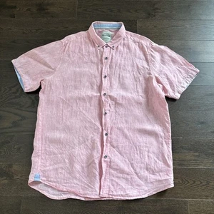 Report Collection HERITAGE Linen Button Up Short Sleeve Shirt Size XL Pale Pink - Picture 1 of 10
