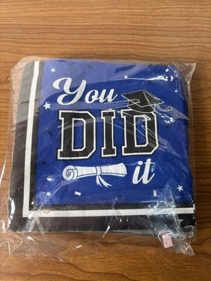 Servilletas de fiesta de graduación You Did It azules Foto 1 de 3