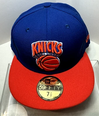 Chapéu boné ajustado New Era 59Fifty New York KNICKS tamanho 7 1/2 HWC patch azul laranja - Imagem 1 de 4