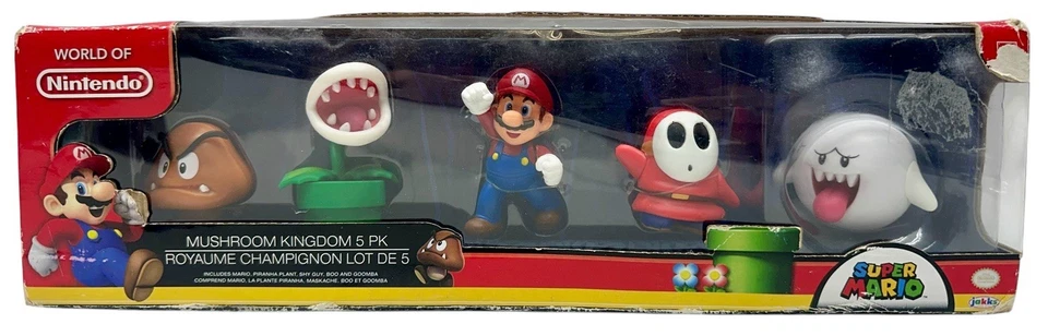 World of Nintendo Mushroom Kingdom 5 PK Mario Boo Goomba Shy Guy Piranha Plant