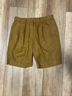 Женские шорты без застежек Eileen Fisher из 100% органического льна цвета Camel коричневые - Изображение 1 из 4