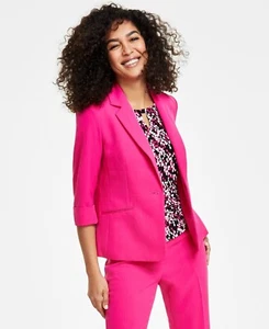 Kasper Petite 3/4-Sleeve One-Button Blazer PINK Size 2P MSRP $119 - Picture 1 of 1