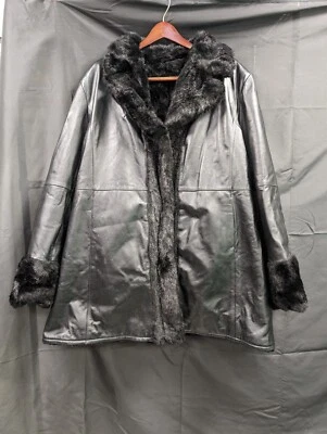Excelled Collection Womens Leather Faux Fur Lined Jacket Size 3XL - Image 1 of 4