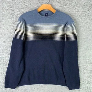 Vintage Gap Sweater Mens Medium Blue Crop Wool Ombre ColorBlock Striped Y2K - Picture 1 of 9