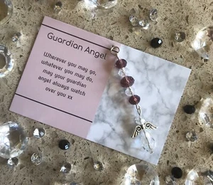Hanging Crystal Guardian Angel (Feb Birthstone) Christmas Stocking Filler Gift - Picture 1 of 3