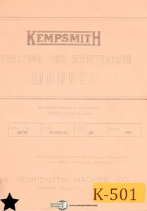 Kempsmith 2 Model G and GE, Milling Operations and Maintenance Manual 1952 - Imagen 1 de 1