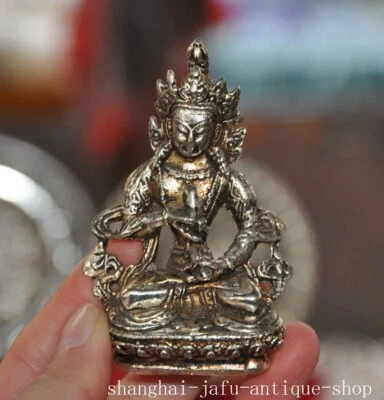 Estatua de Buda diosa Vajrasattva Tara Kwan-yin plata tibetana budismo tibetano 3" Foto 1 de 4
