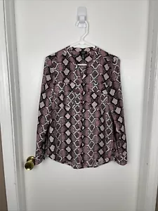 Jones New York Bluse Damen Größe Small Snake Print rosa Langarm geknöpft - Bild 1 von 7