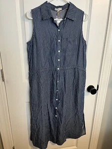 NWT Boutique Easel Los Angeles Blue White Striped Shirt Dress Button Down Size S - Picture 1 of 8