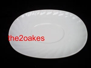 Corelle Just Palin Solid White Gravy Boat Underplate Tray SWIRLS - Picture 1 of 2