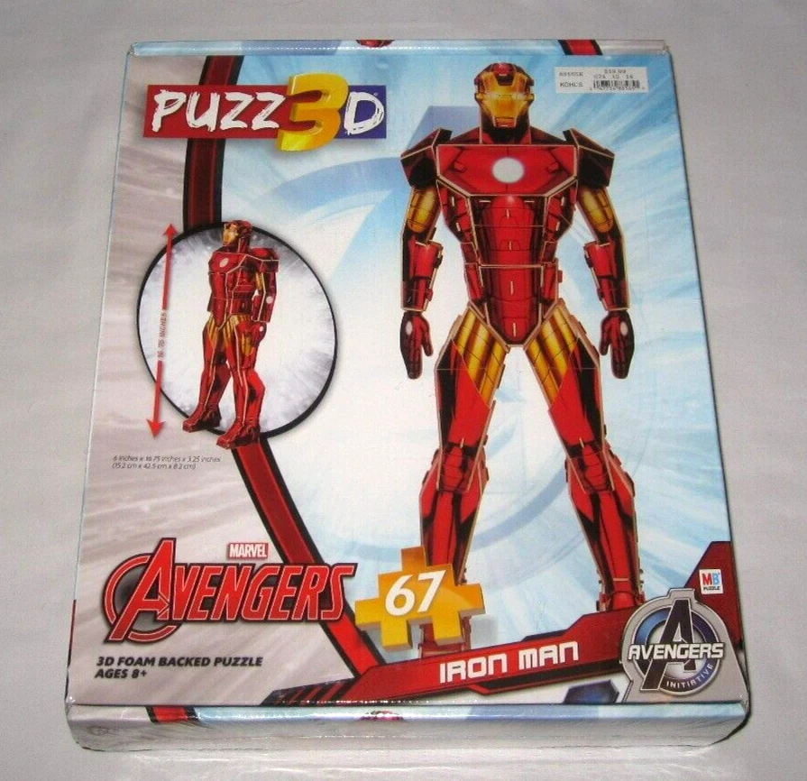 Puzzle PUZZ3D Iron Man Marvel Avengers Milton Bradley 67 Piezas TOTALMENTE NUEVO/SELLADO Foto 1 de 4