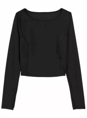 Antiguo Top Azul Marino-PowerSoft Manga Larga Recortado Rendimiento-Talla: XS-Negro-¡NUEVO!! Foto 1 de 4