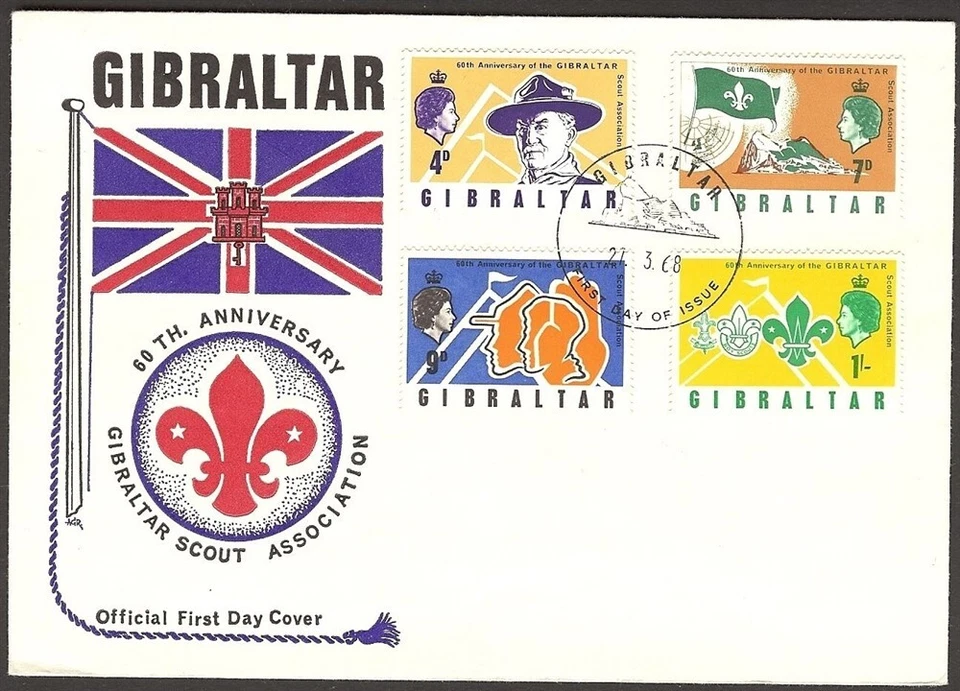 1968 Gibraltar Boy Scouts 60th anniv FDC - Image 1 of 1