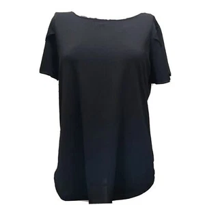 New with Tags Christopher & Banks Black Flutter Sleeve Polyester Top Size Large - Picture 1 of 6