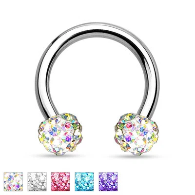 CZ Ferido Balls Surgical Steel Circular Barbell Septum Ring Horseshoe Piercing - Image 1 of 3
