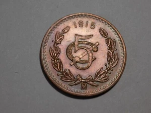 1915-Mo Mexico 5 Centavos - KM#422 - Choice AU - Gorgeous Coin! - Picture 1 of 2
