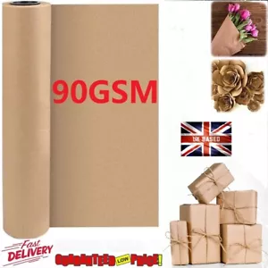 Brown Kraft Wrapping Paper Roll 90gsm 450mm/500mm/600mm/750mm/900mm x 225m Meter - Picture 1 of 9