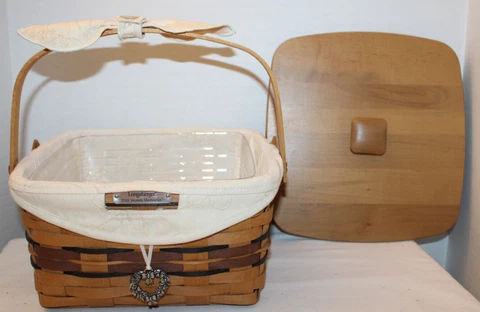 LONGABERGER 2010 WOVEN MEMORIES BASKET, FABRIC,  PROTECTOR, LID, TIE, GRIPPER Cover