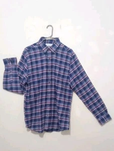 Camisa de hombre Saddlebred azul rojo calce clásico con botones manga larga M - Imagen 1 de 5
