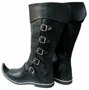 Medieval Leather Boots Re-enactment Shoes Sca Larp Riding Costume Boot 1103 - Picture 1 of 2