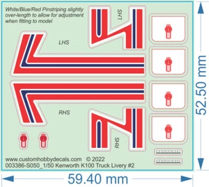 Kenworth K100 Truck Decals (Generic) - 1/50 - Water Decals - Picture 1 of 1