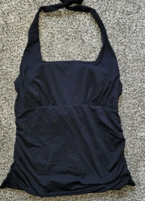Sujetador Tankini Lands' End Negro 14P Halter Acanalado Sólido Acolchado Para Mujer S289 Foto 1 de 4