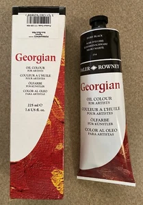 DALER ROWNEY Georgian Oil Colours For Artists #034 Ivory Black 7.6oz 225mL - Imagen 1 de 3