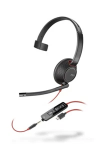 HP Poly Polycom Blackwire 5220 Stereo USB-C Headset 3.5mm Plug +USB-A Teams Zoom - Picture 1 of 5