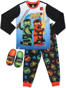 Lego Ninjago 2 PC Long Sleeve Tight Fit Cotton Pajama Slippers Set Boy Size 6/7 - Picture 1 of 1