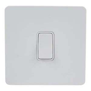 Interruptor de luz sin tornillos Schneider GU1412WPW de 1 marcha 2 vías 16AX placa plana blanca - Imagen 1 de 4