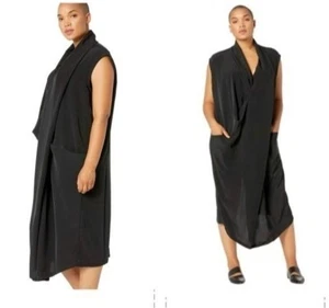 Dubgee By Whoopi Black Sleeveless Draped Overlap Dress Size 3X - Picture 1 of 7