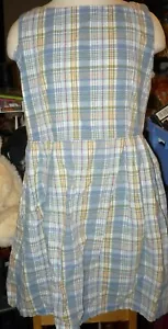 Girls fall clothes size 10 12 blue plaid sleeveless thin cotton fall dress - Picture 1 of 5