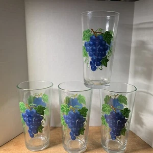 "4 vasos de transferencia vintage de uvas azules KIG 6"" (2 promedio)" - Imagen 1 de 10