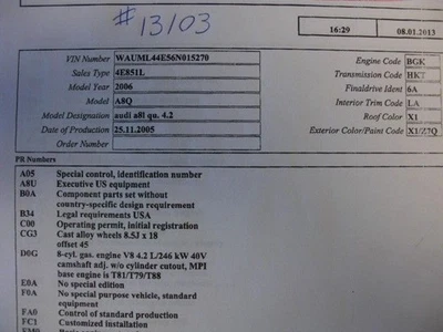 05 06 07 PARAGOLPES ANTINIEBLA/CONDUCCIÓN AUDI A8 L. ESQUINA/ESTACIONAMIENTO 546318 Foto 1 de 4