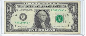 RARE $1 ONE DOLLAR BILL Star Note 250K VERY LOW PRINT RUN Serial # F00190841* - Picture 1 of 3