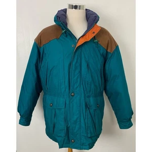 VTG Expedition by London Fog Duckdown suede shoulder patch jacket coat, L - Picture 1 of 8