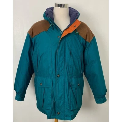 VTG Expedition by London Fog Duckdown suede shoulder patch jacket coat, L - Image 1 of 4