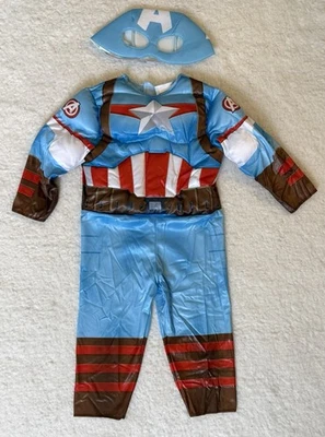 Marvel Captain America Halloween Costume Boys 2T Padded Muscles with Mask NEW - Image 1 of 4