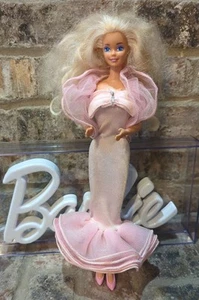 Vintage 80's Perfume Pretty Dress on a Vintage 90's Star Eyed Barbie Doll - Picture 1 of 22