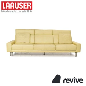 Laauser Leder Dreisitzer Grün Grüngelb Sofa Couch manuelle Relaxfunktion - Bild 1 von 12