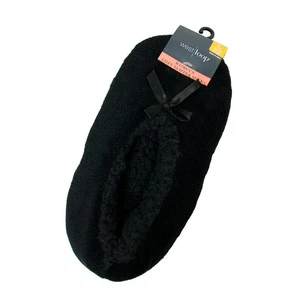 West Loop Women's Cozy Slipper Socks Soft Black Polyester Sherpa Lined (Large) - Picture 1 of 4