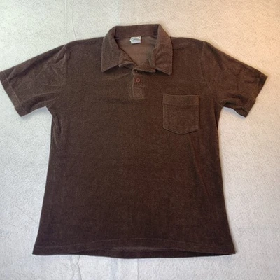 Camisa Polo Vintage Años 70 Pinball Marrón Terry Tela XL Hecha en EE. UU. Ropa de Playa Retro Foto 1 de 4