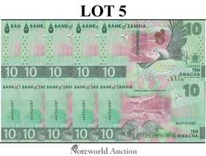 ZAMBIA 10 Kwacha 2024 2025 P New Issue Prefix AA Lot 5 pcs 1/20 Bundle UNC - Picture 1 of 4