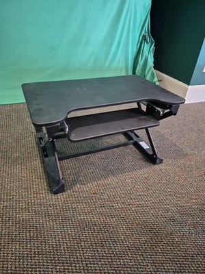 Standing Desk Converter Sit Stand Riser 32" Height Adjustable 2-Tier Black - Image 1 of 3