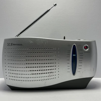 Emerson RP6288 AM/FM Portable Antenna Radio Silver Tested [Radio Only] - Image 1 of 4