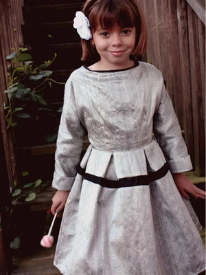 Ses Petite Mains NWT Girls Party Dress Shimmery Gray Silk Taffeta Sizes 2T- 6 - Image 1 of 3