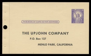 POSTAL HISTORY - PRIVATELY PERFORATED CARDS - UPJOHN SINGLE CARD, UX46 - Picture 1 of 3