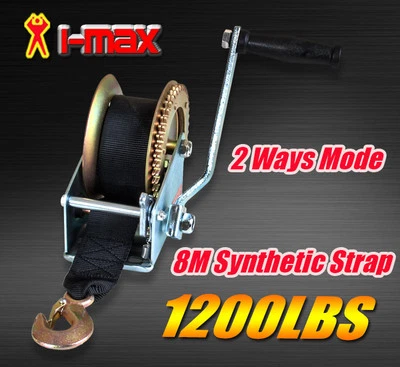 1200LBS/544KGS 2-Ways Synthetic Strap Hand Winch Manual Car Boat Trailer Camper - image 1 of 4